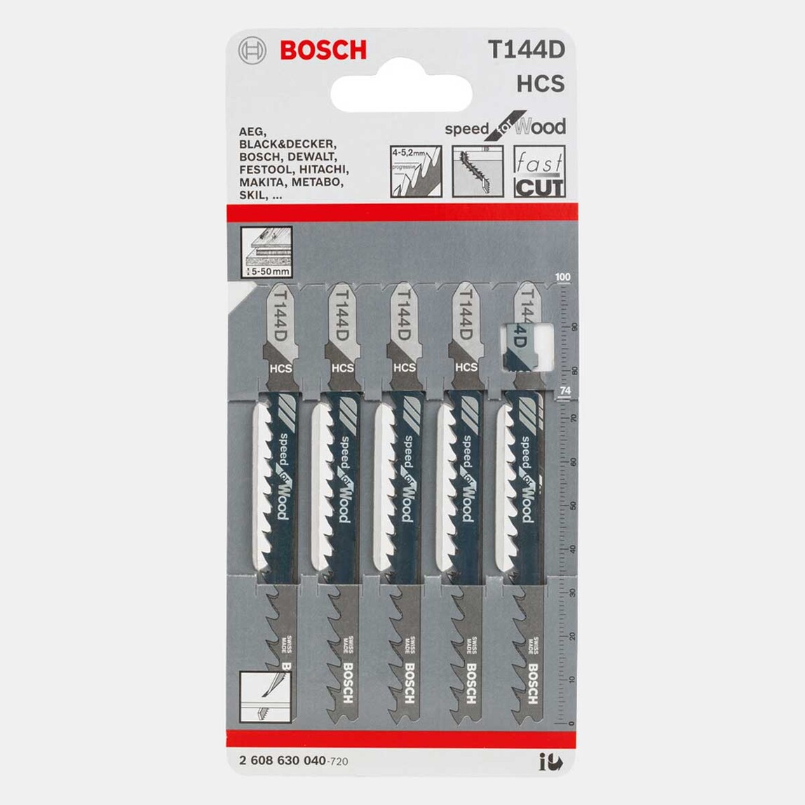    Bosch Ahşap Uç 5' li Paket T144 D Hcs 75 mm  