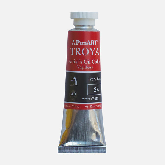 PonArt  Troya Yağlı Boya Tüp 34 Ivory Black 37 ml 