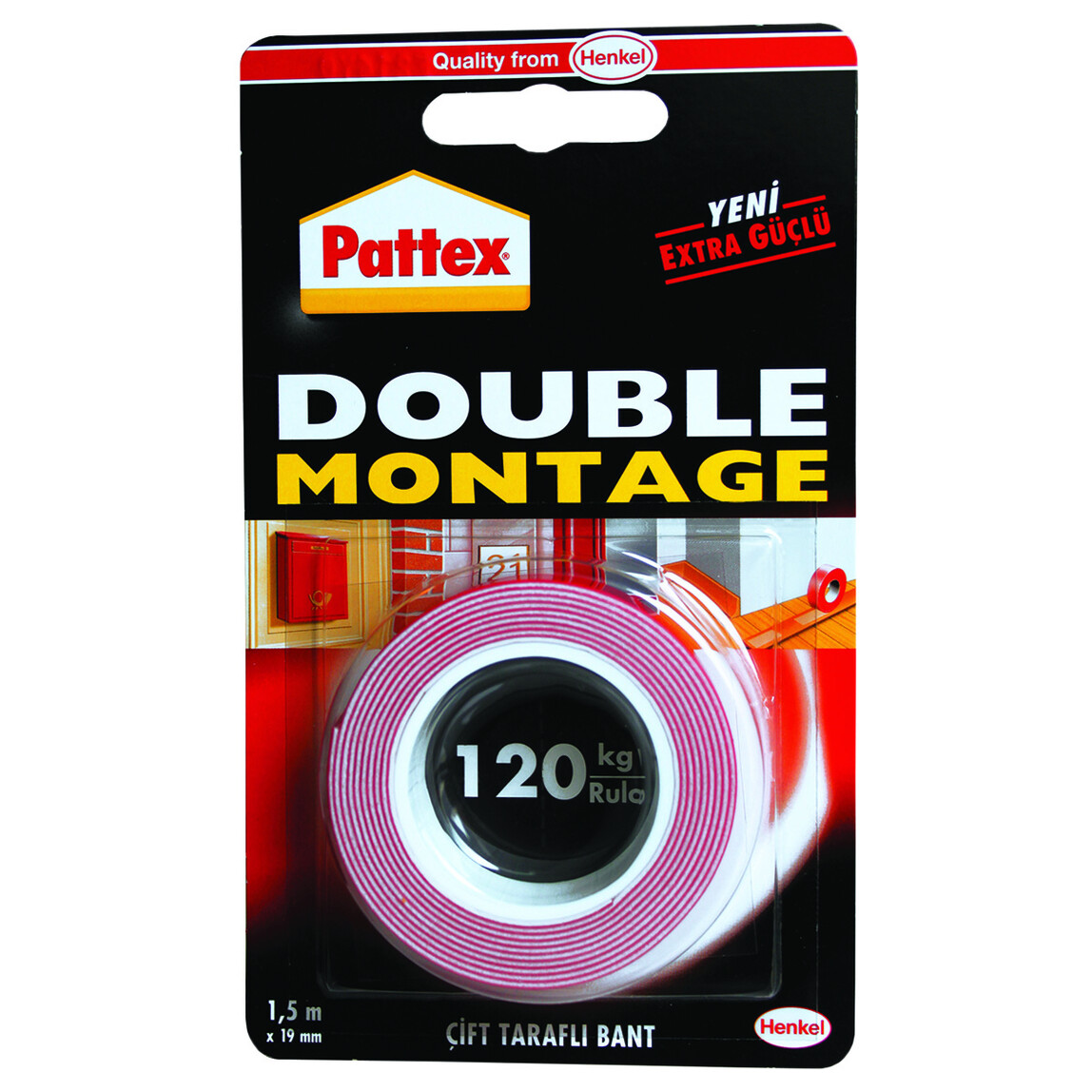    Pattex Double Montaj Bandı 120 Kg / 19 mm x 1.5 m   