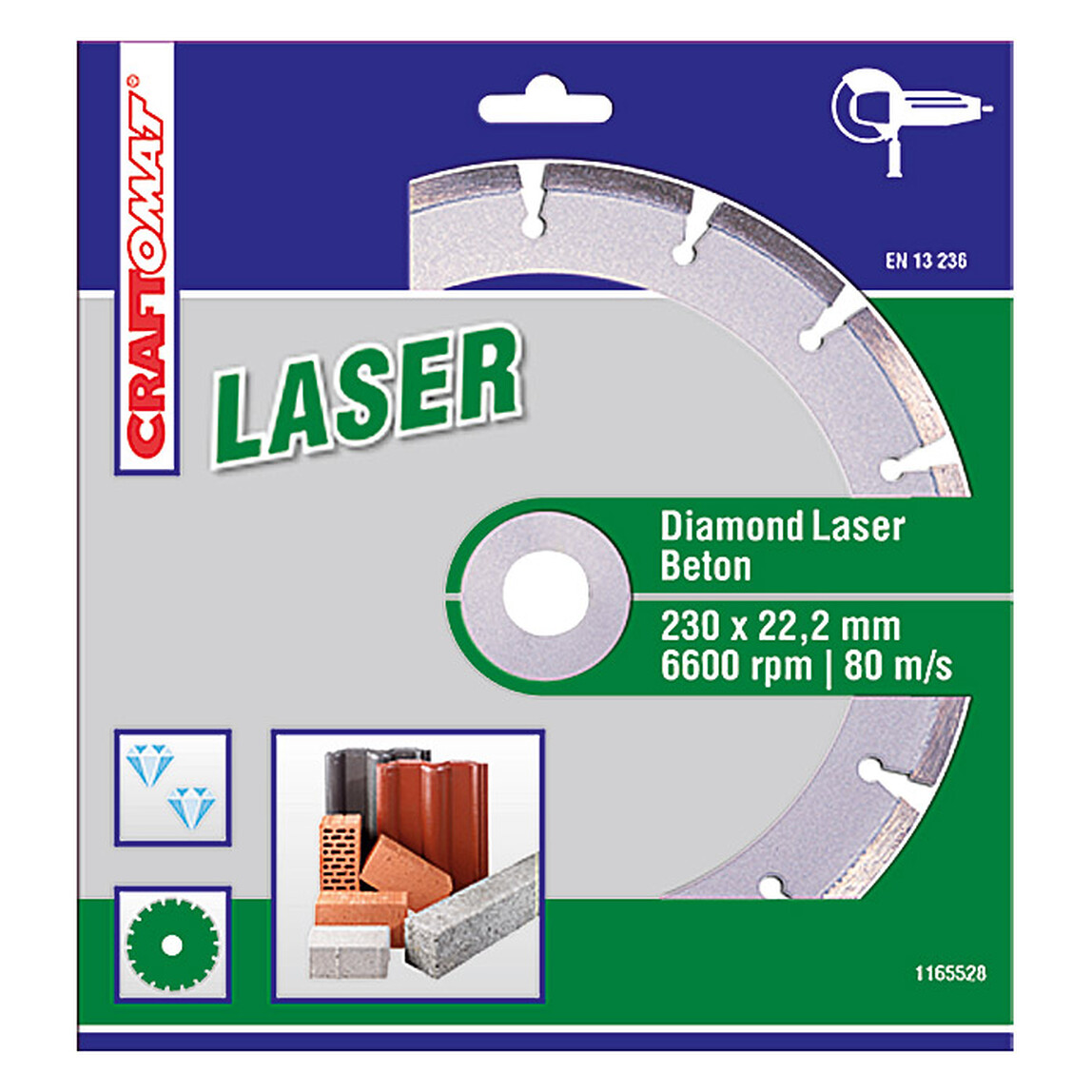    Craftomat Elmas Kesici Disk 230 mm Yeşil  Beton Laser   