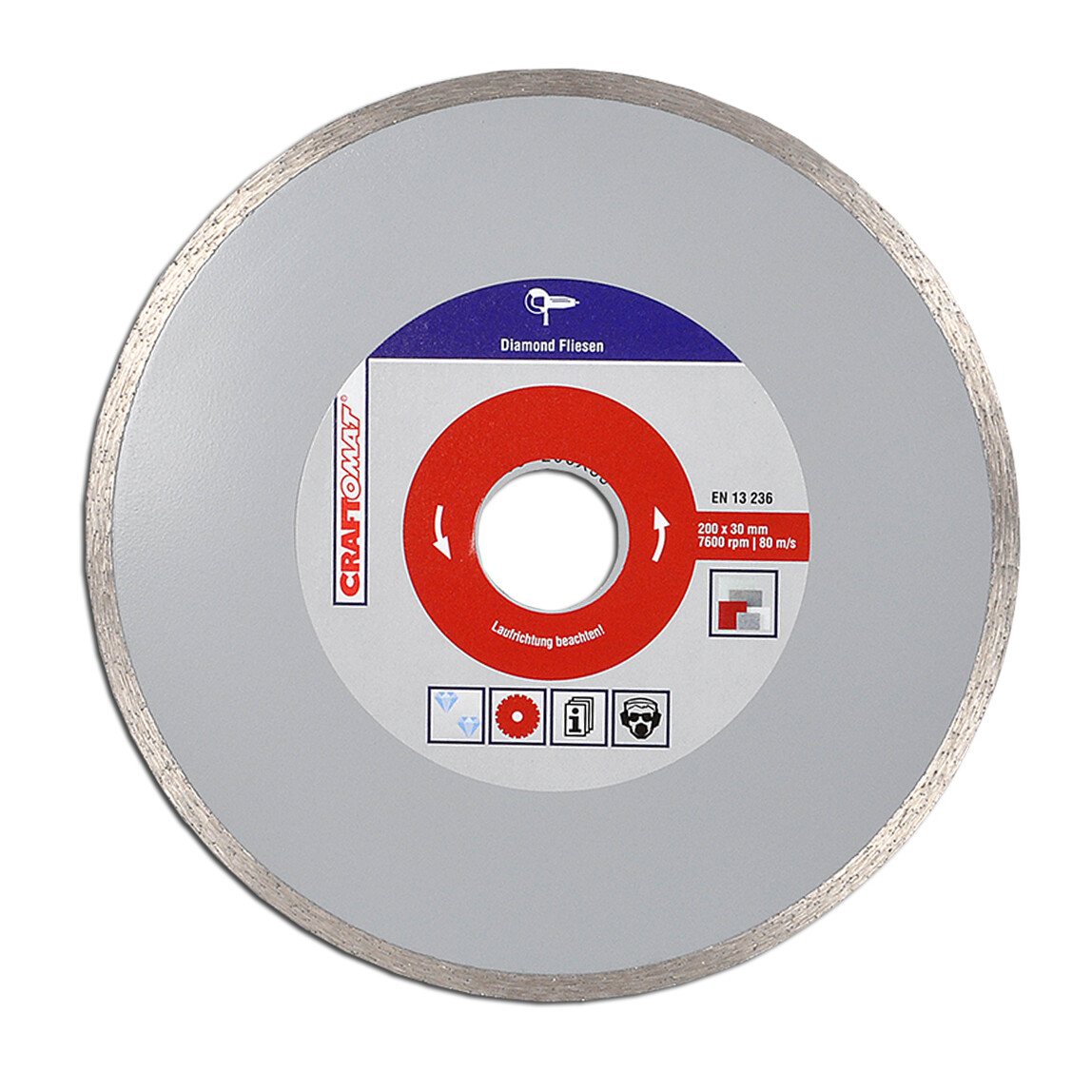    Craftomat Elmas Kesici Disk 200 mm Seramik Kırmızı   