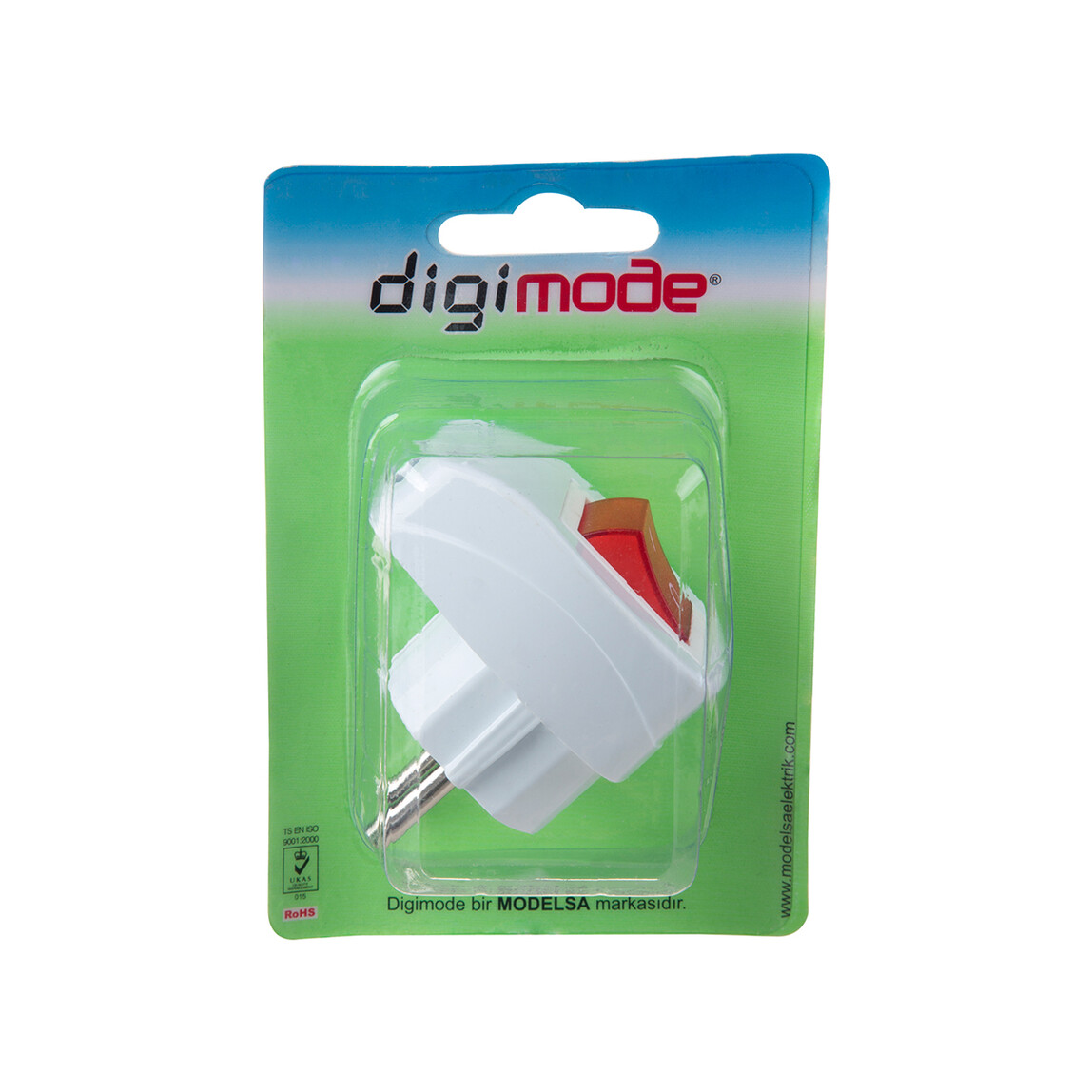    Modelsa Modelight Digimode 16A 250V Topraklı Anahtarlı Erkek Fiş   
