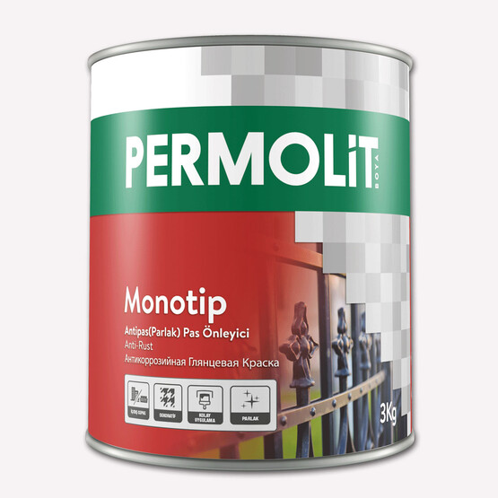 Permolit Monotip Antipas Parlak Pas Önleyici İlk ve Son Kat Metal Boyası -3001