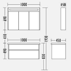 Perimelis Seramik Lavabolu Banyo Dolabı 100cm_1