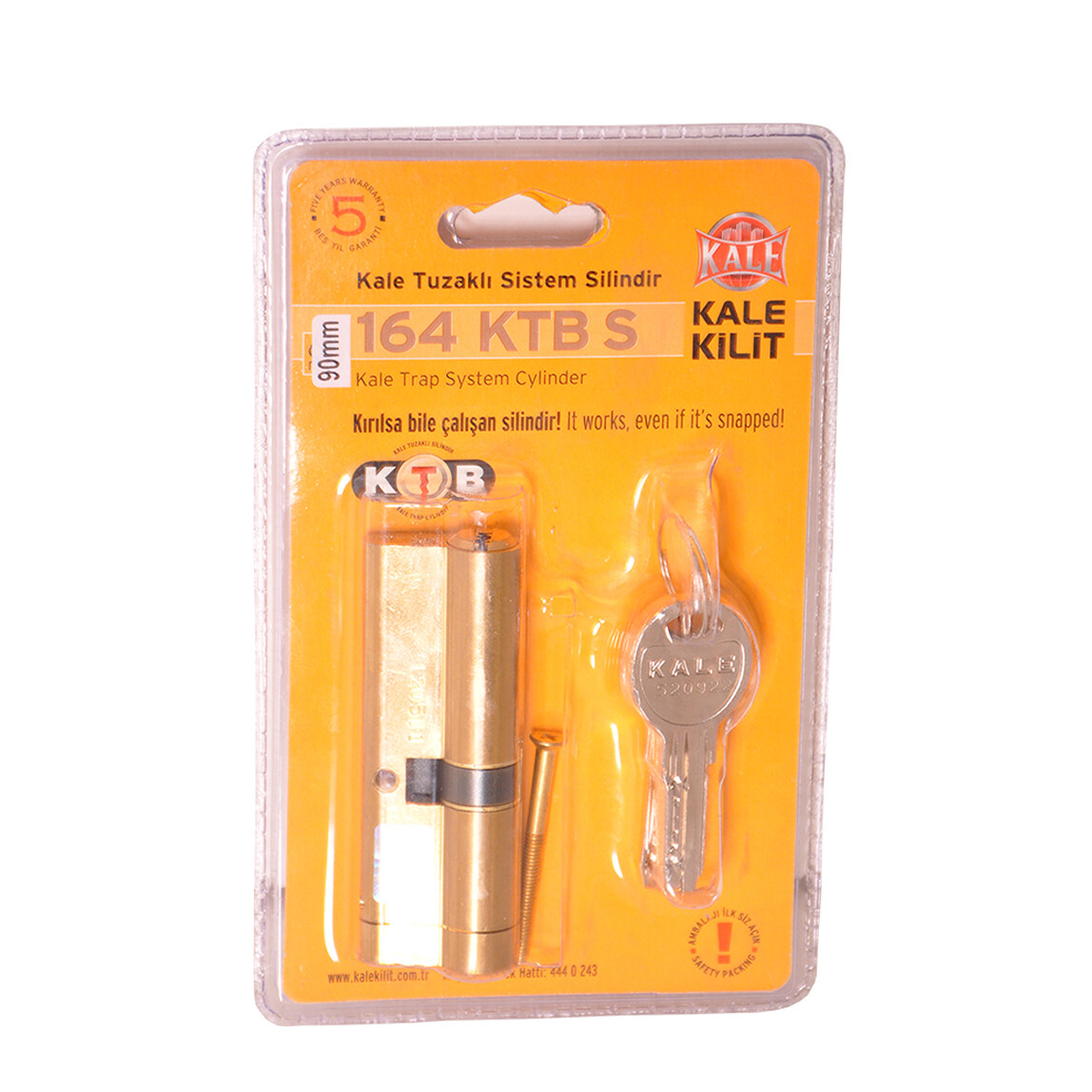    Kale Kilit Kale Tuzaklı Çelik Pimli Silindir 90 mm Sarı  