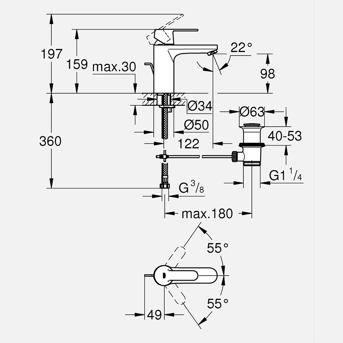    Grohe Get Lavabo Bataryası  