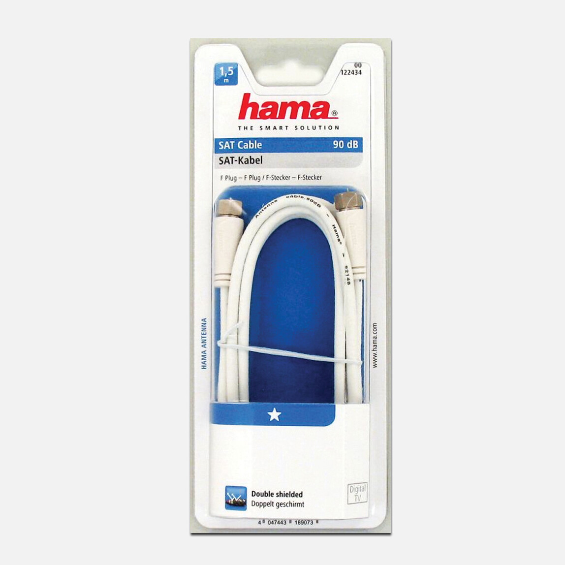    Hama SAT Kablosu F Fiş - F Fiş Beyaz 90dB 1.5m  