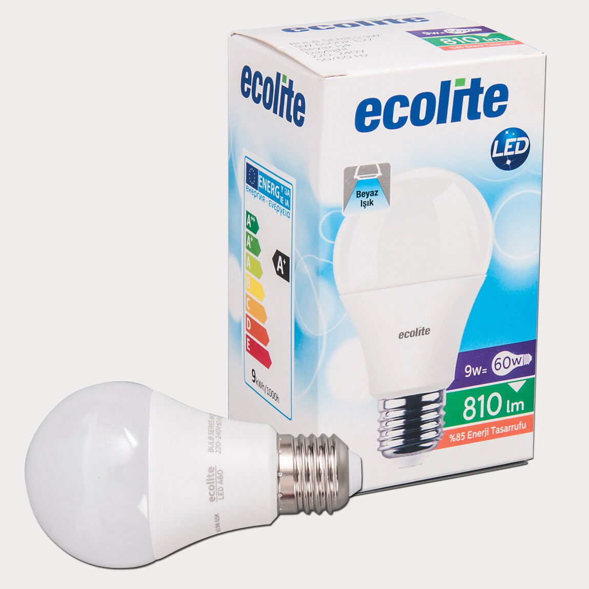    Ecolite A60 9 W Beyaz Klasik E27 Duy Led Ampul   
