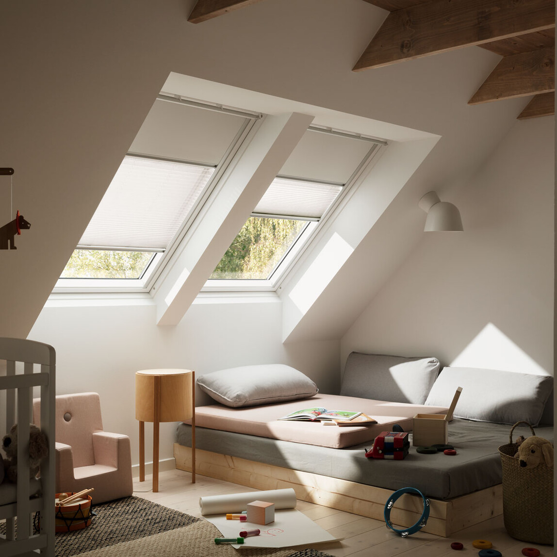    Velux Duo Stor Bej Beyaz 