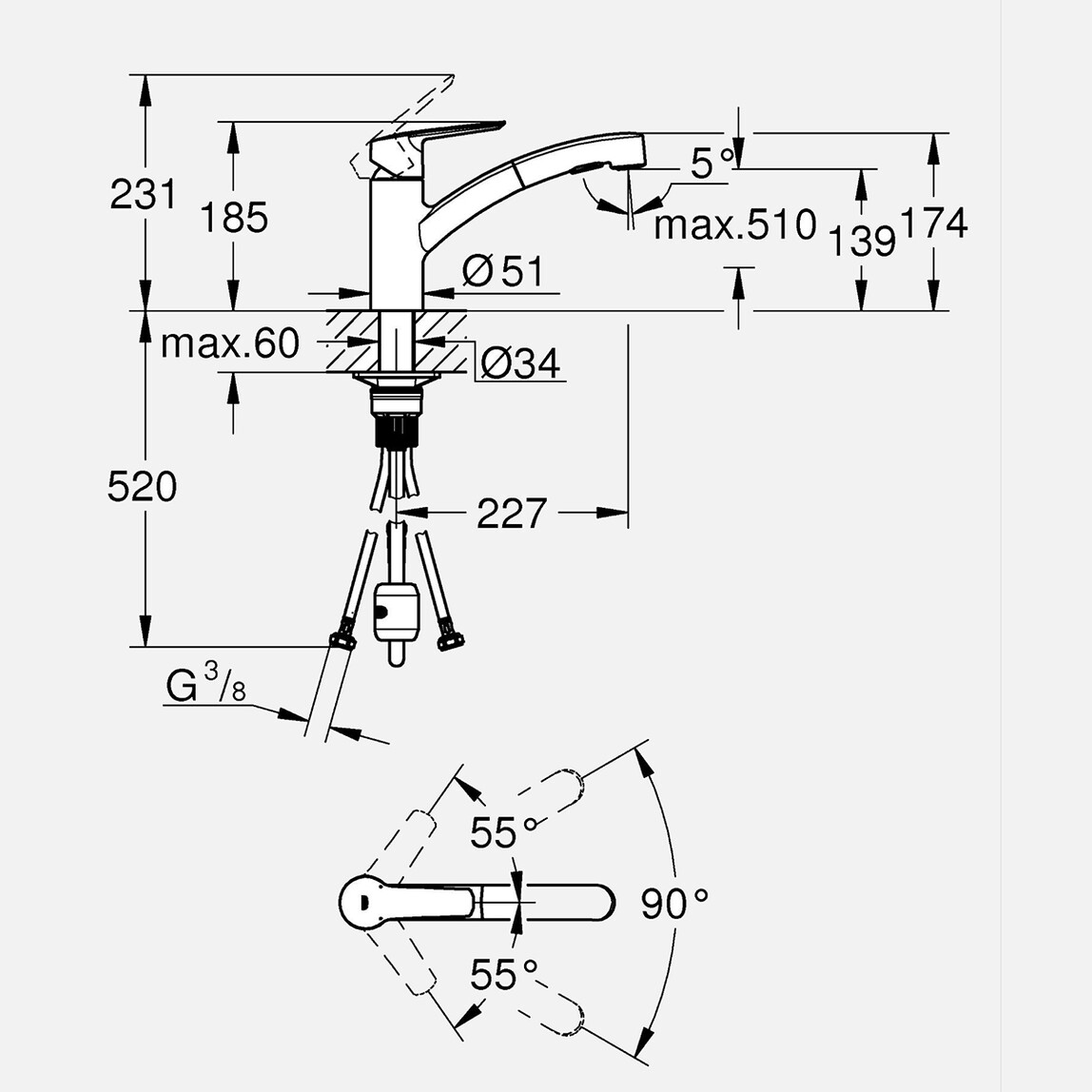    Grohe Start Spiralli Eviye Bataryası  