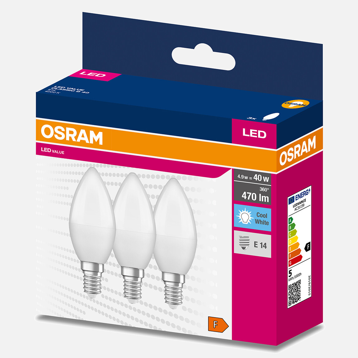    Osram 4.9 W Beyaz Mum E14 Duy 3'lü Led Ampul   