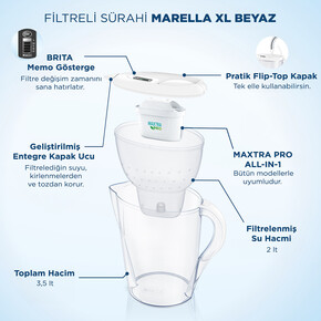 BRITA Marella XL Filtreli Su Arıtma Sürahisi - Beyaz_1