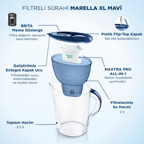 BRITA Marella XL Filtreli Su Arıtma Sürahisi - Mavi_1