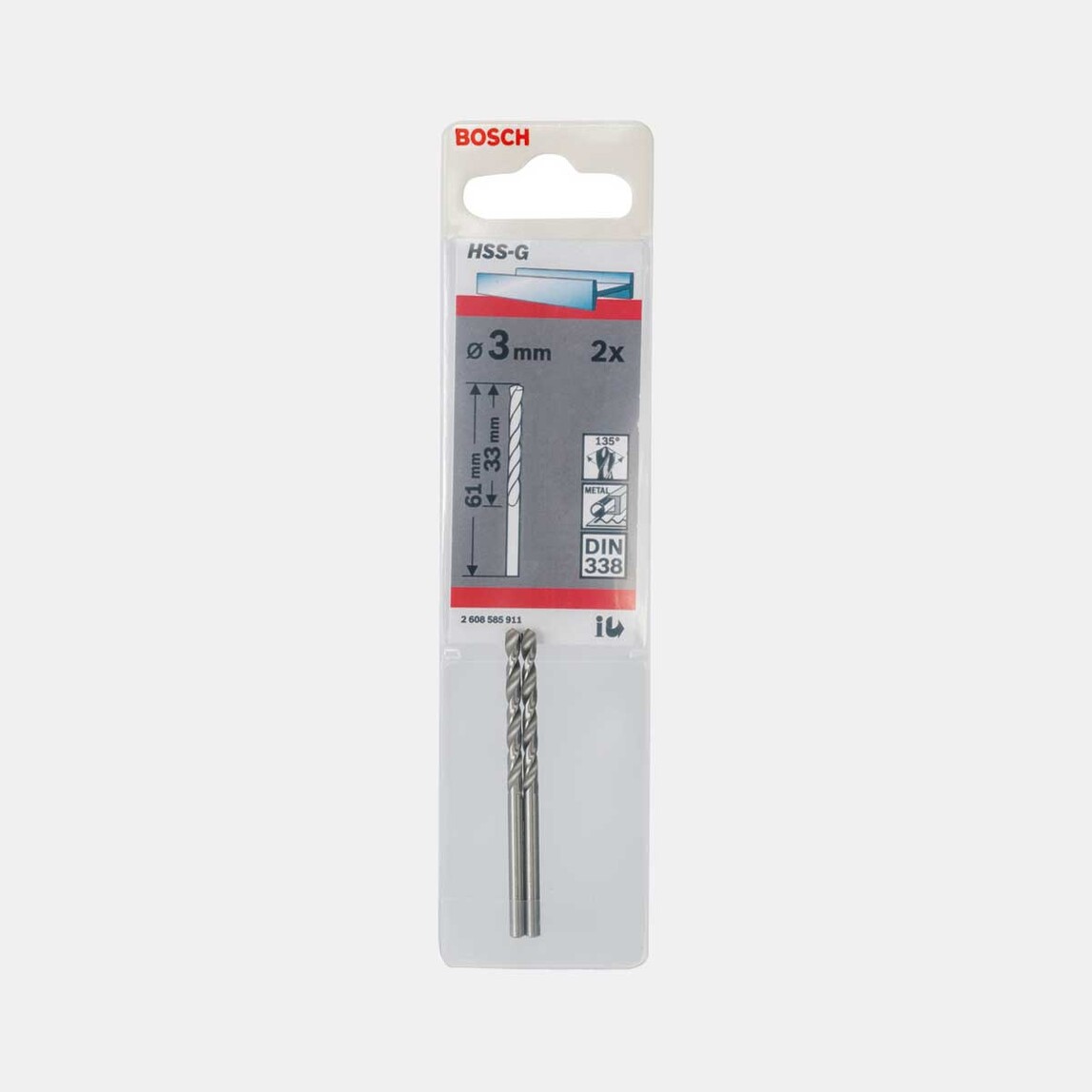    Bosch Metal Matkap Ucu 3x61 mm 2'li Hss-G 