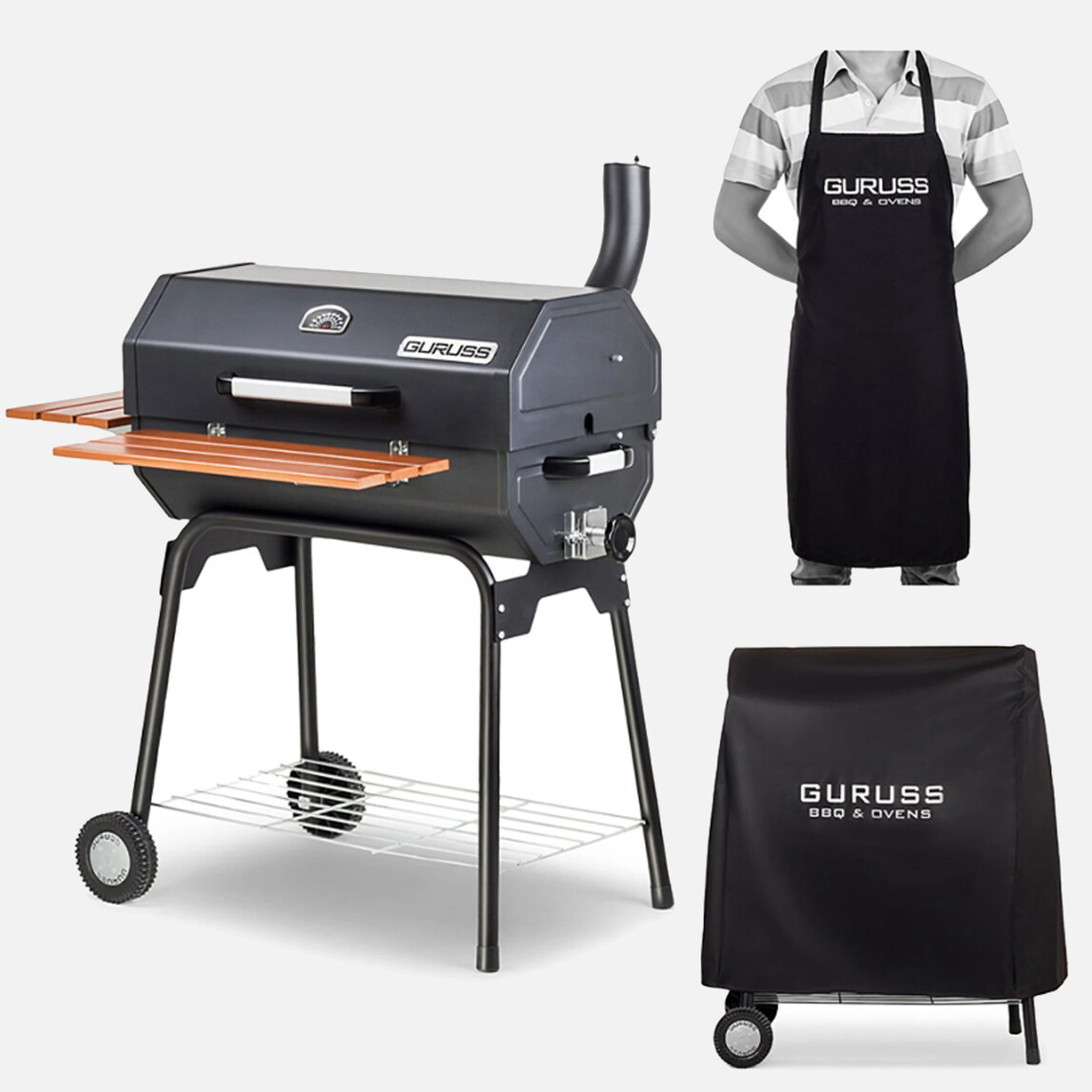    Guruss CG-075 Kömürlü Barbekü Mangal Siyah + Önlük + Kılıf 