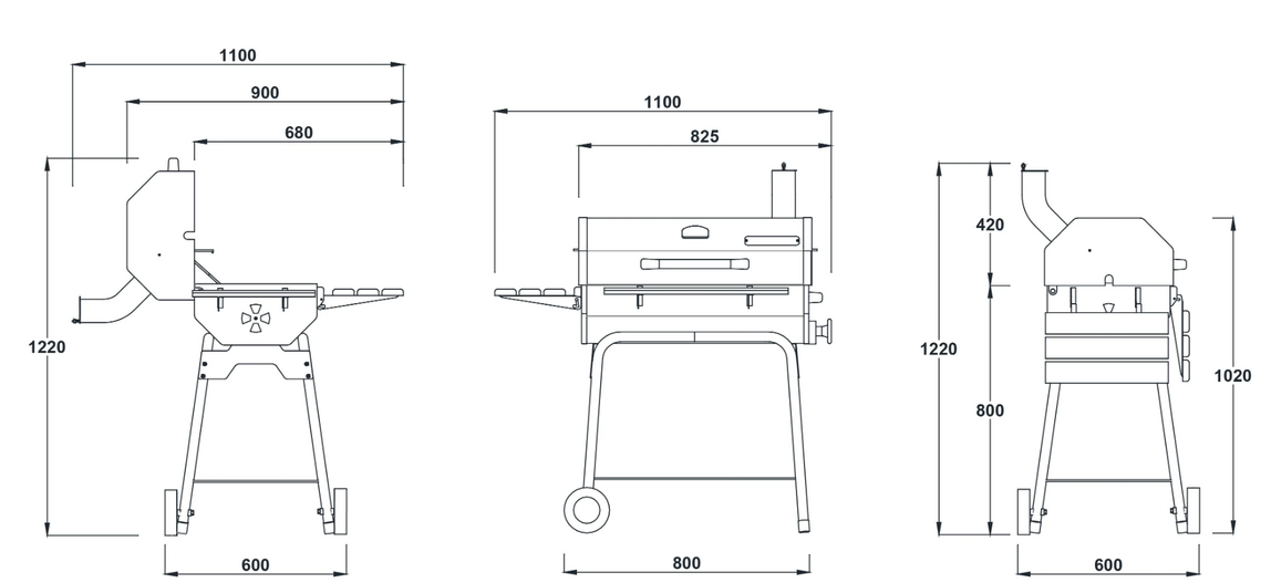    Guruss CG-075 Kömürlü Barbekü Mangal Siyah + Önlük + Kılıf 