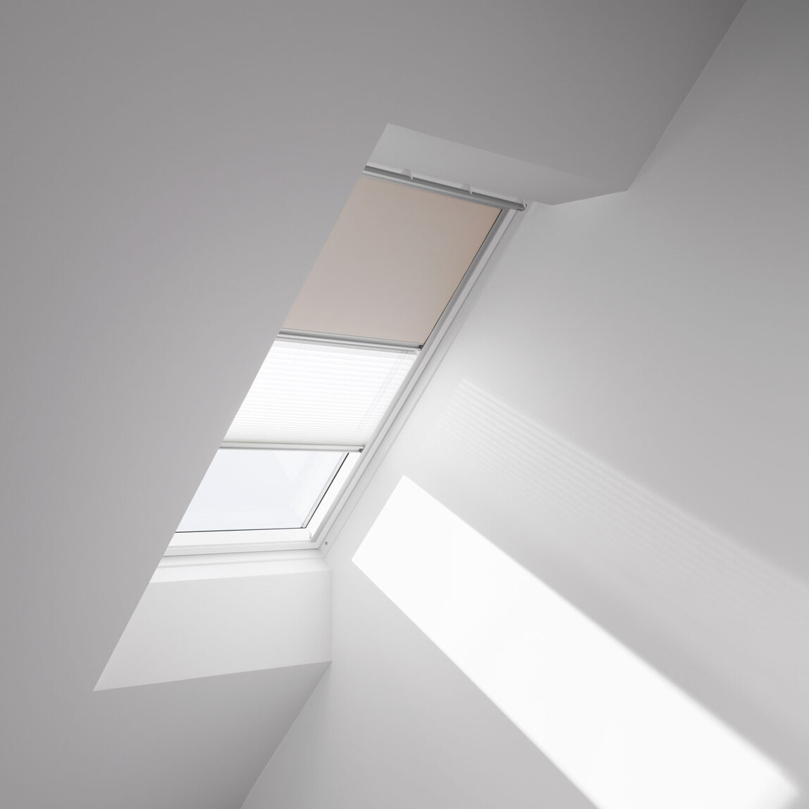    Velux Duo Stor Bej Beyaz Yaz 114x140 cm 