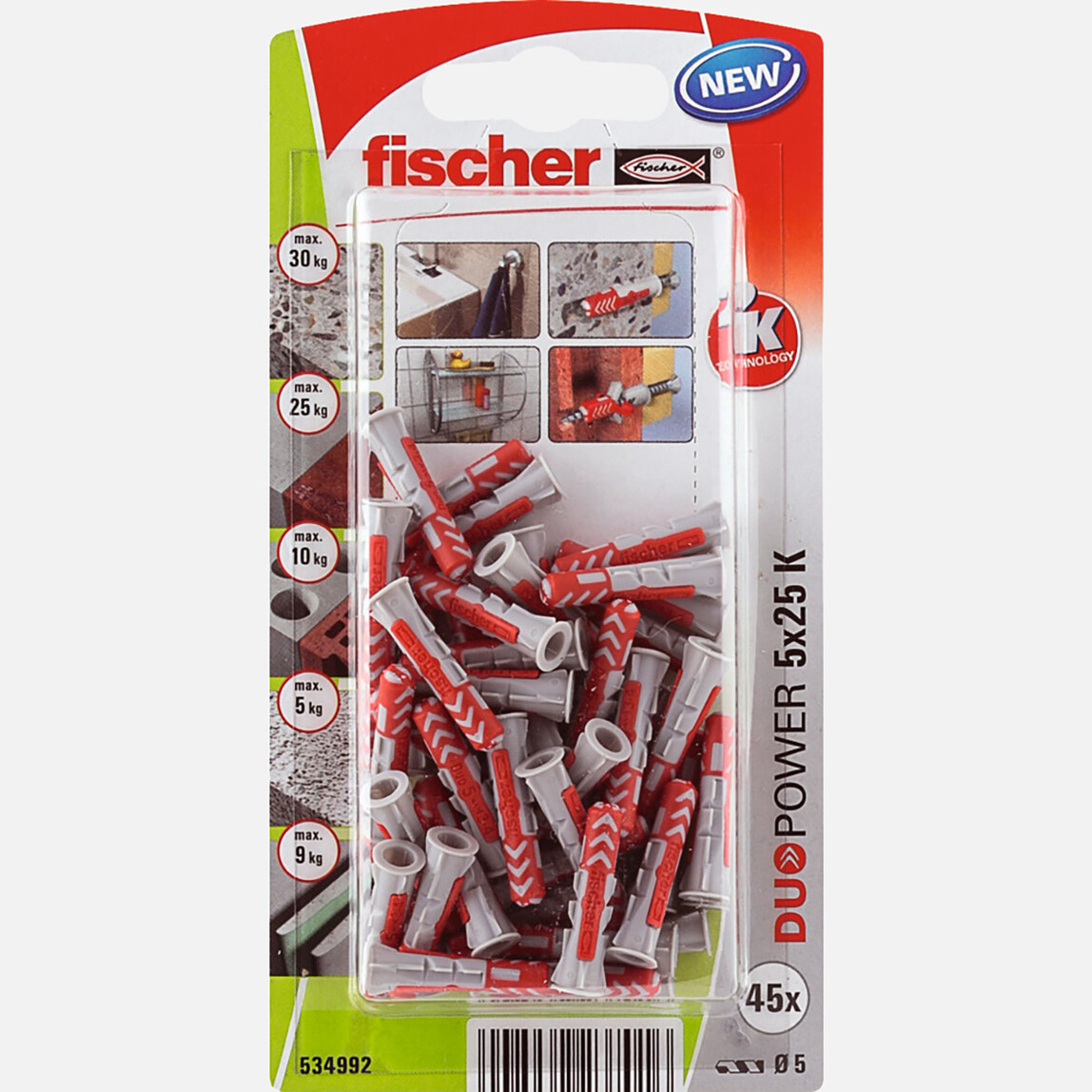    Fischer Duopower 5x25 K NV(45) Dübel   