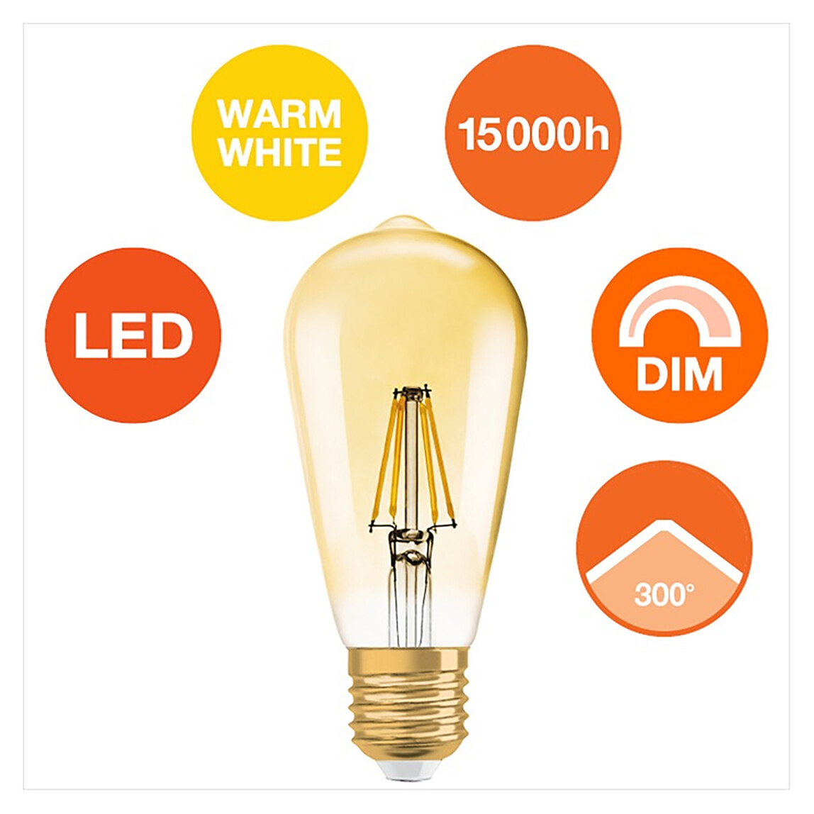   Osram Edison Fil Dim 6.5 W Sarı Klasik E27 Duy Led Ampul   