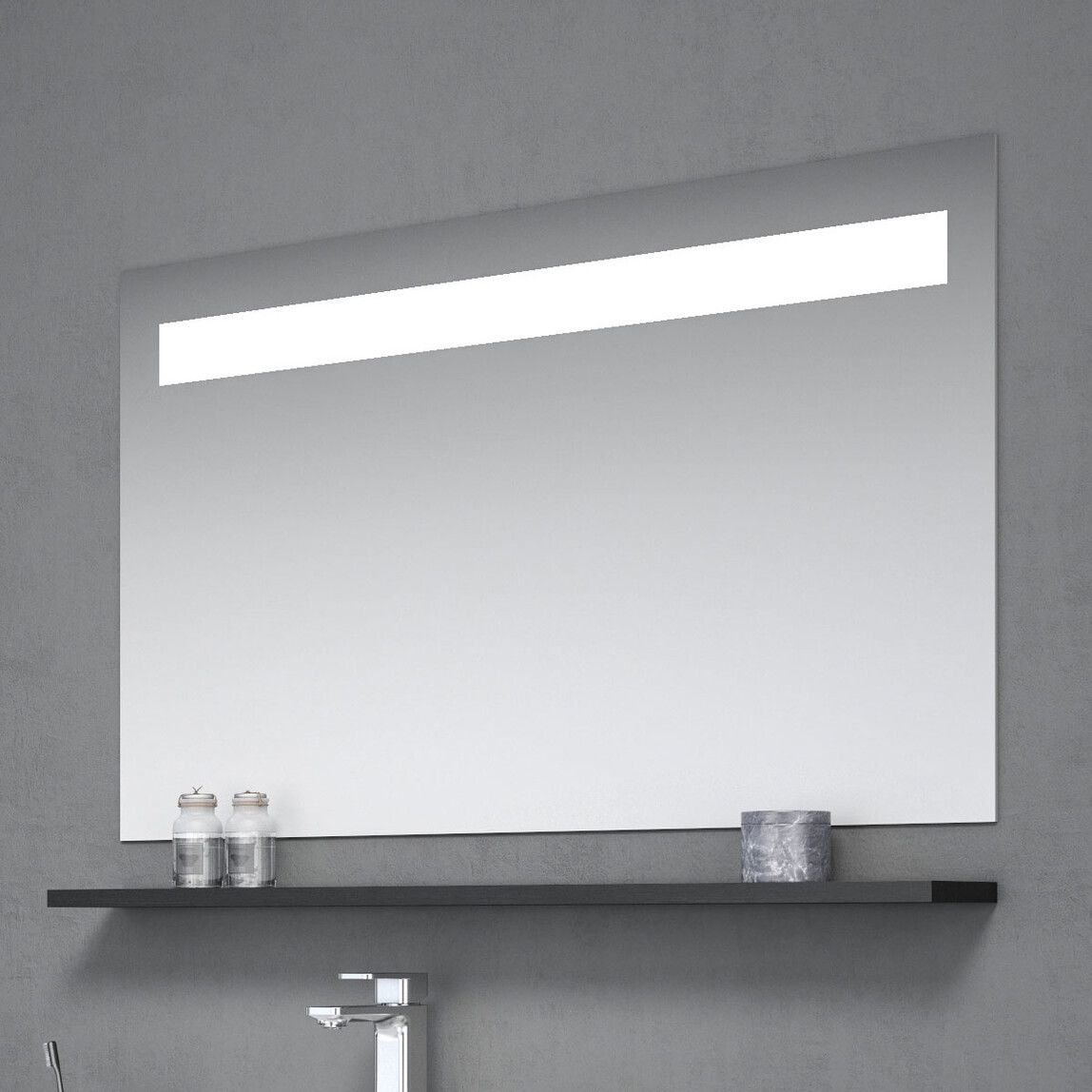   Bonitobagno Moda Aynalı 80 cm Banyo Dolabı Üst Modül Antrasit 