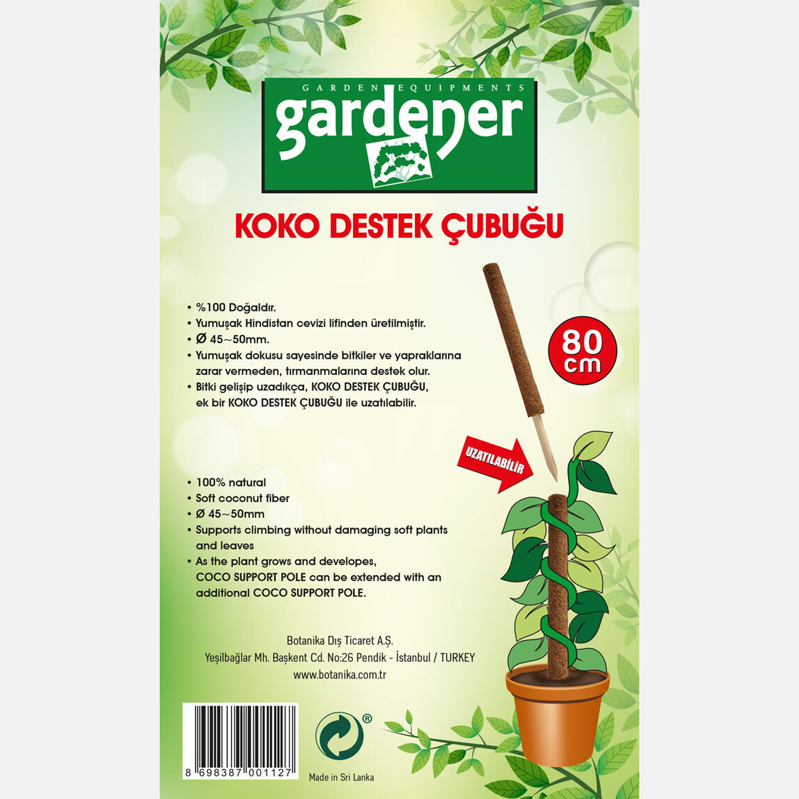    Gardener Koko Sarmaşık Çubuğu  80CM  