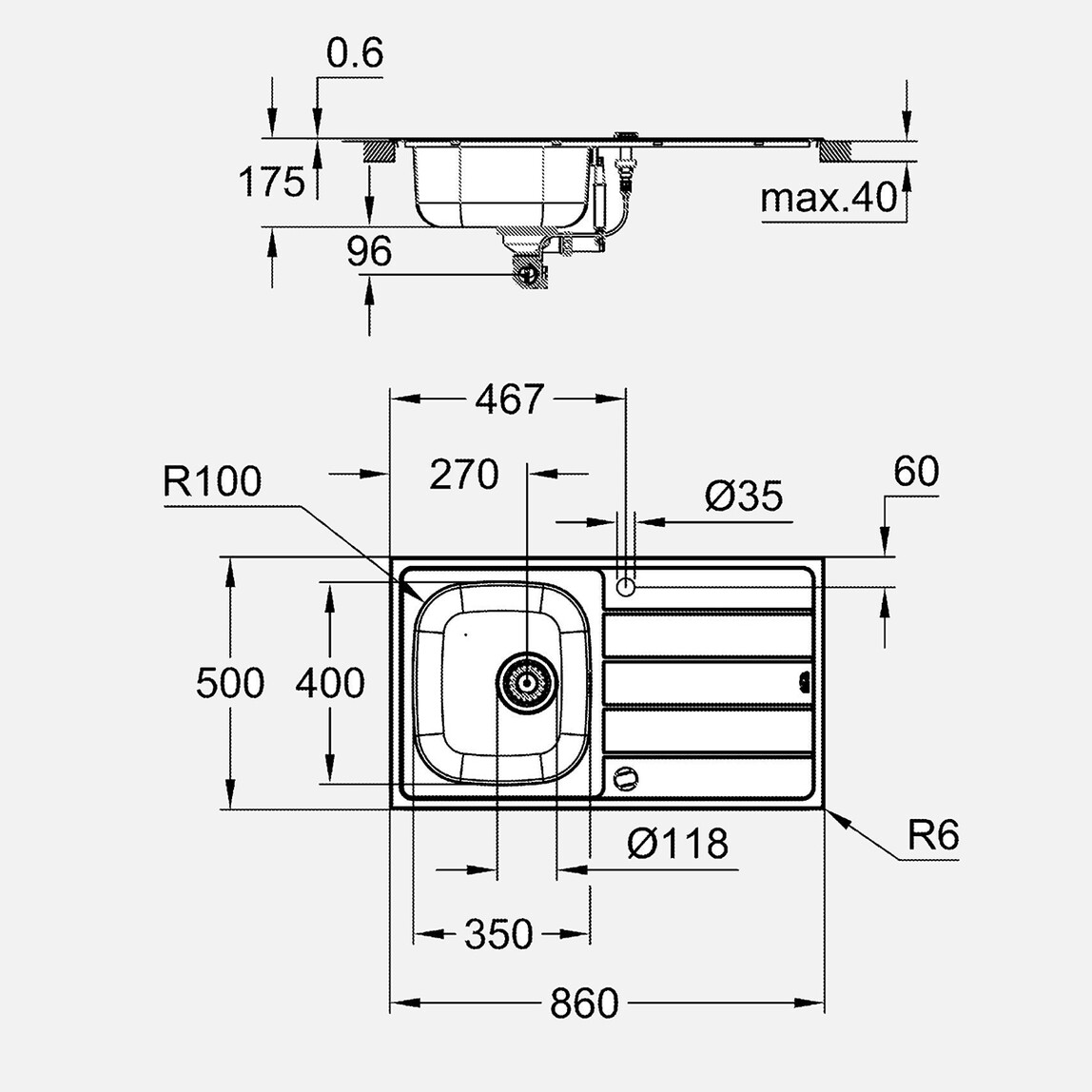 Grohe K200 Paslanmaz Çelik Eviye 50x86cm_2