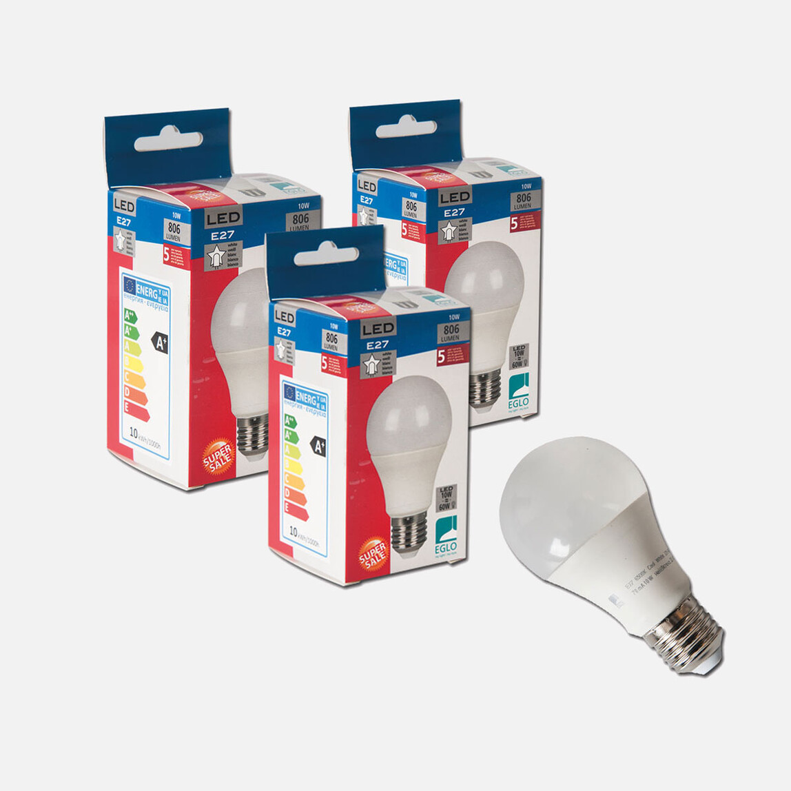    Eglo 10 W Sarı Klasik E27 Duy 3’lü Led Ampul   