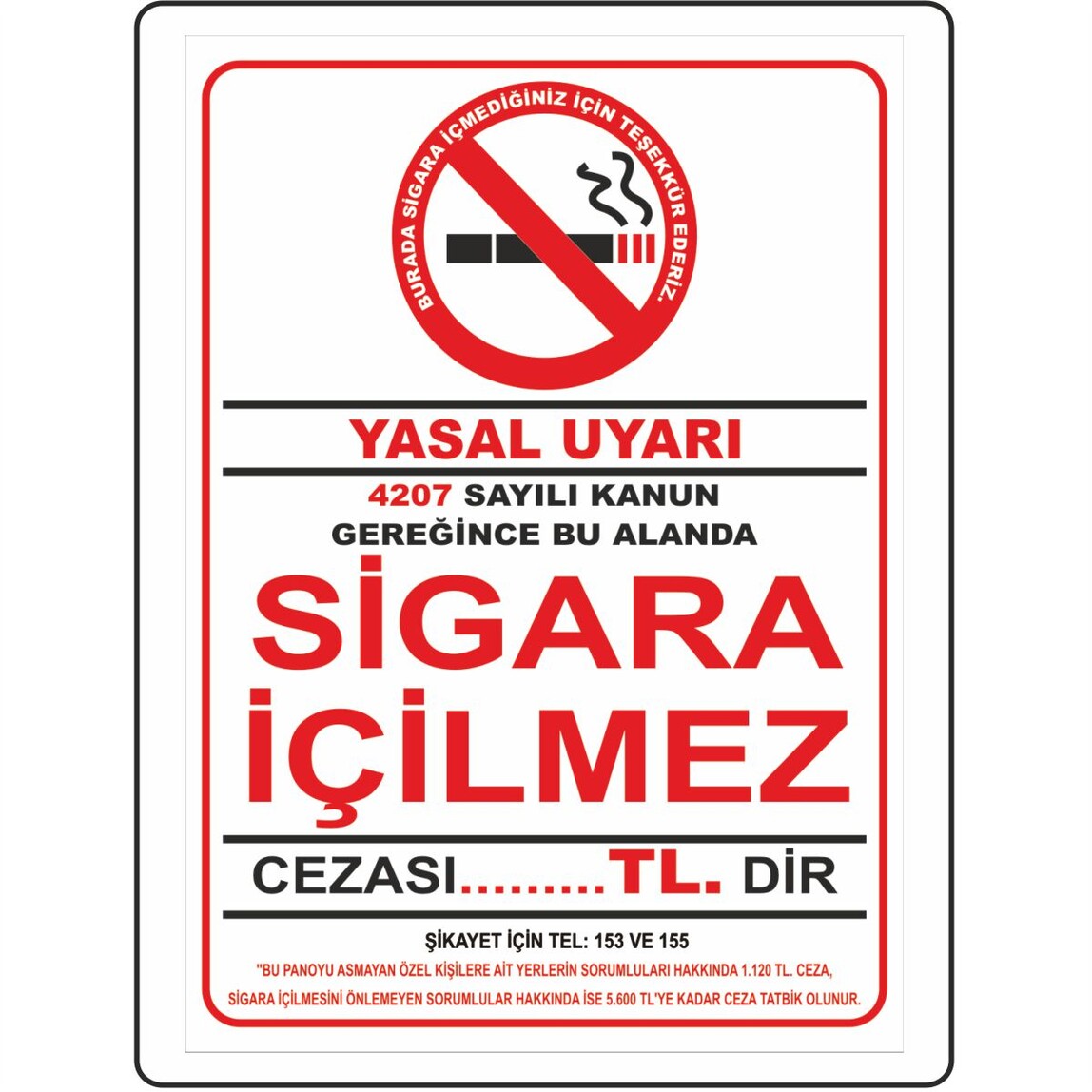    Extra Fix Uyarı Levhası Pvc Sigara İçilmez   