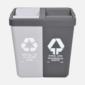 Geri Dönüşüm Çöp Kovası Metal Plastik - Evsel Atık