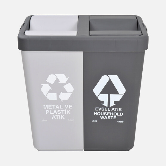 Motek Geri Dönüşüm Çöp Kovası Metal Plastik - Evsel Atık 