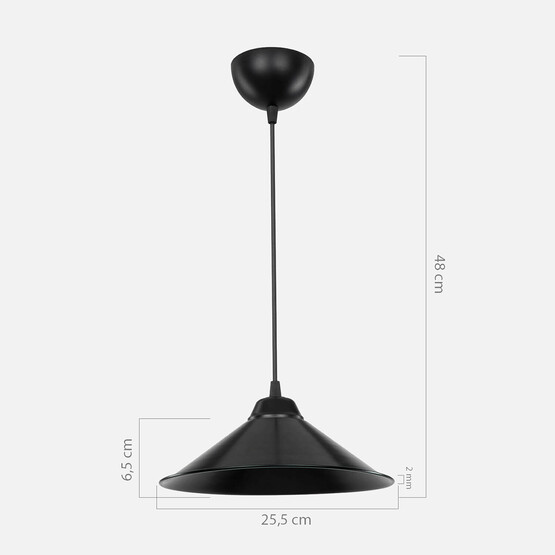  Maya Tekli Plastik Yuvarlak Tekli Modern Sarkıt Siyah  