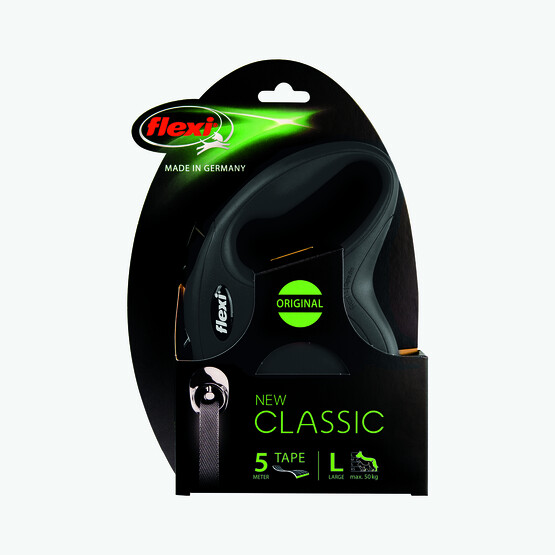 Flexi New Classic Şerit Tasma Siyah 55cm 