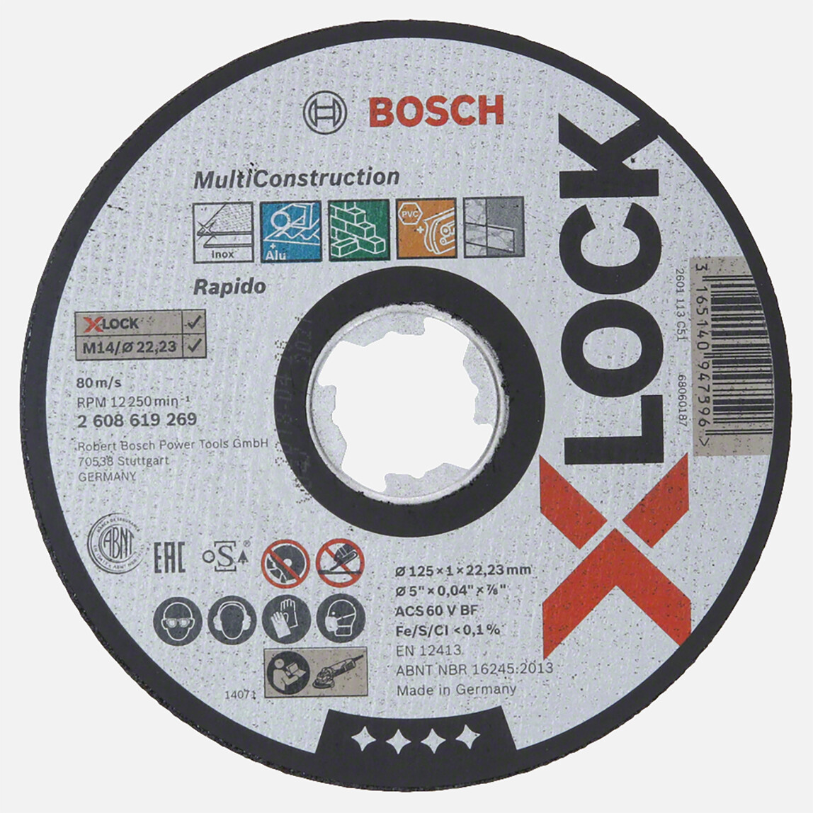    Bosch X-LOCK MultiMaterial 125x1.0 mm Düz Kesici Disk  