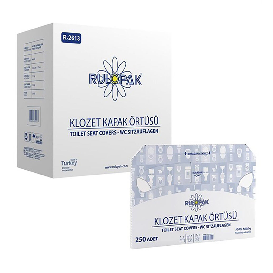    Rulopak Klozet Kapak Örtüsü 250 Adet    