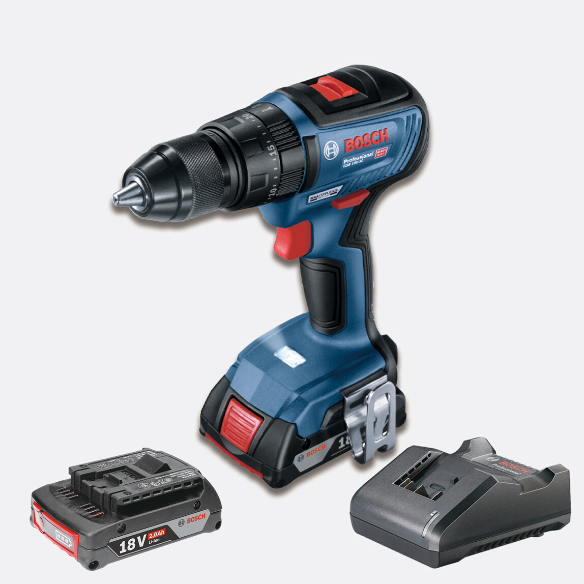    Bosch Profesyonel GSB-18V-50 18V 2 Ah Li-ion Darbeli Çift Akülü Vidalama  