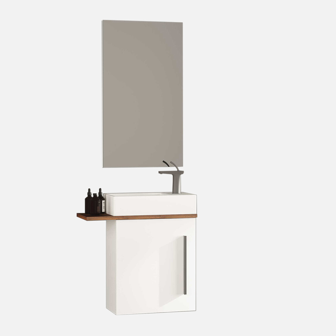    Gold Banyo Nicci Aynalı 65 cm Takım Banyo Dolabı Beyaz 