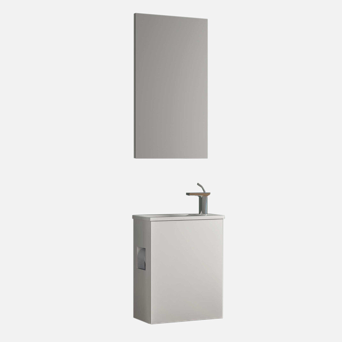    Gold Banyo Totti Aynalı 45 cm Takım Banyo Dolabı Gri 
