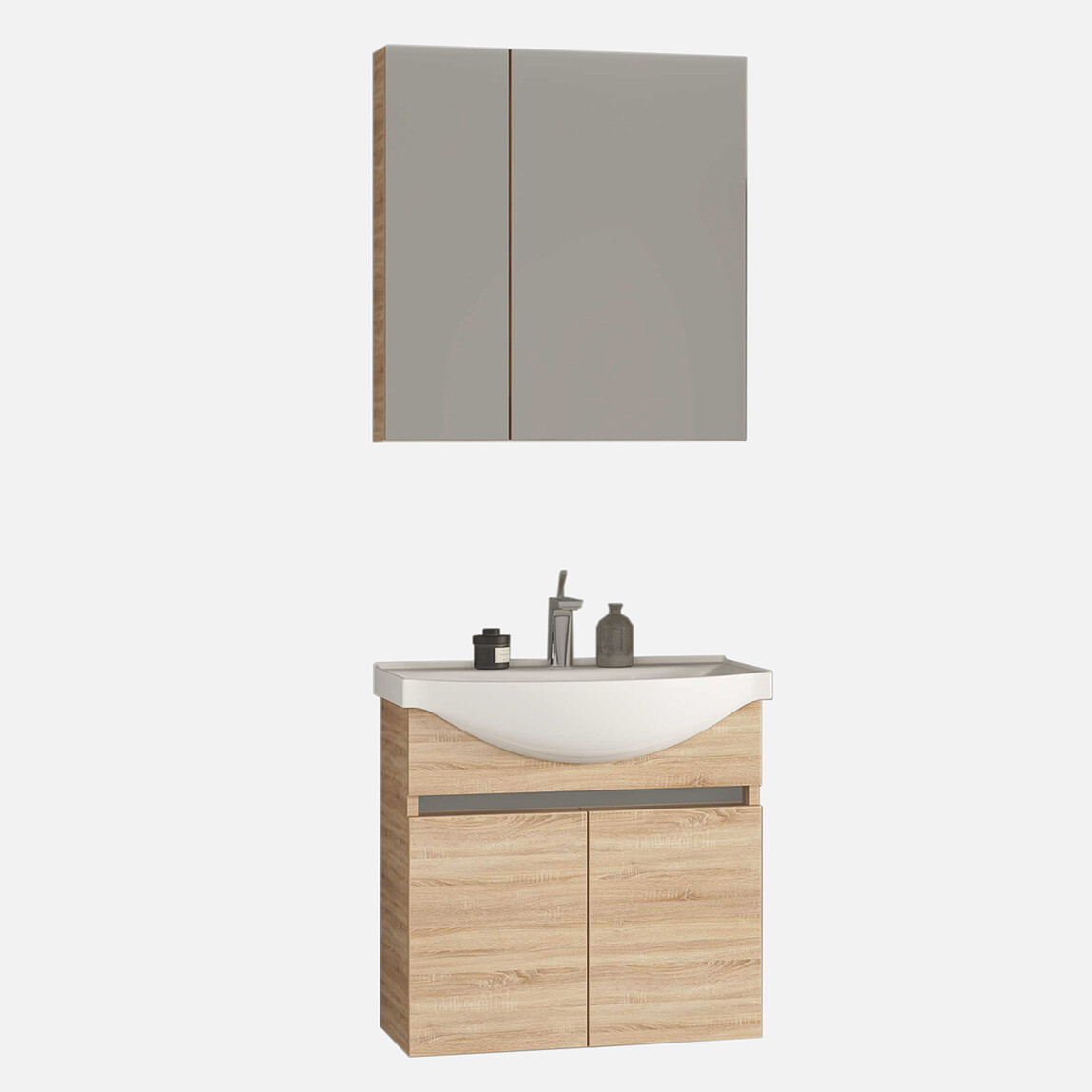    Gold Banyo Silvia Aynalı 65 cm Takım Banyo Dolabı Ceviz 