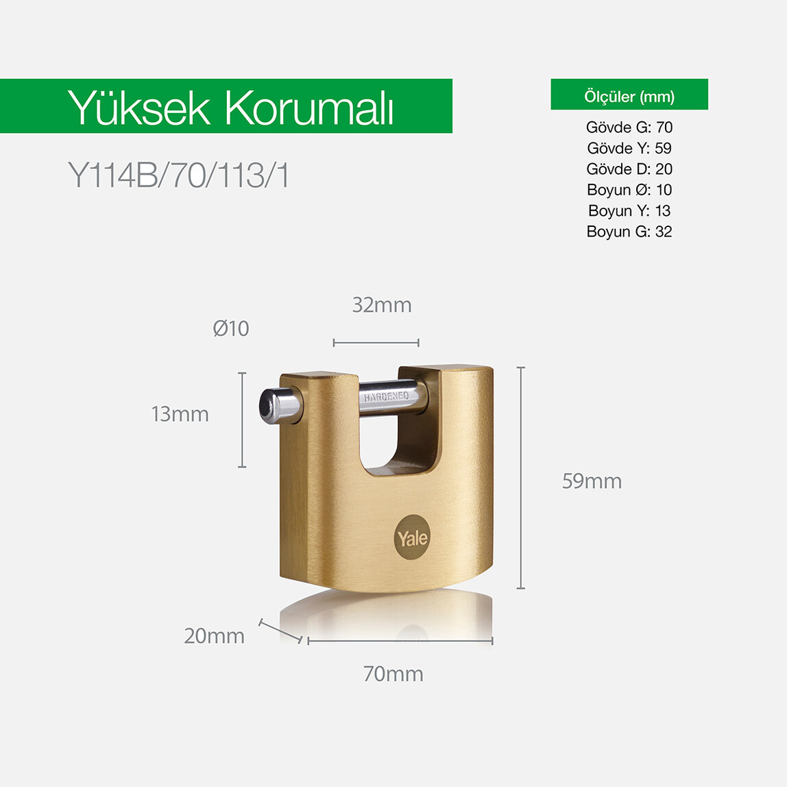    Yale 70mm Oval Kayar Pimli Pirinç Asma Kilit - Blister  