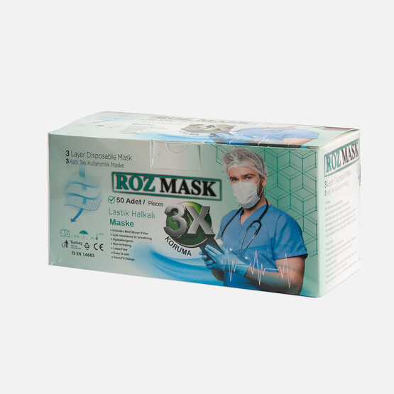 Roz Mask Tek Kullanımlık Telli Cerrahi Maske (100 adet )