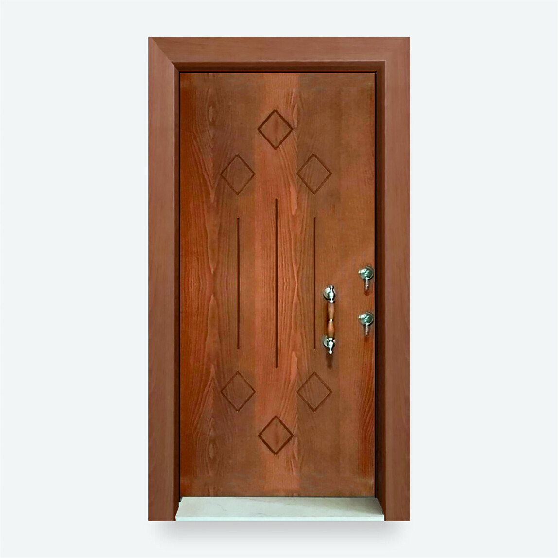    İdealim KO-108 Krom Seri Oyma Çelik Kapı 