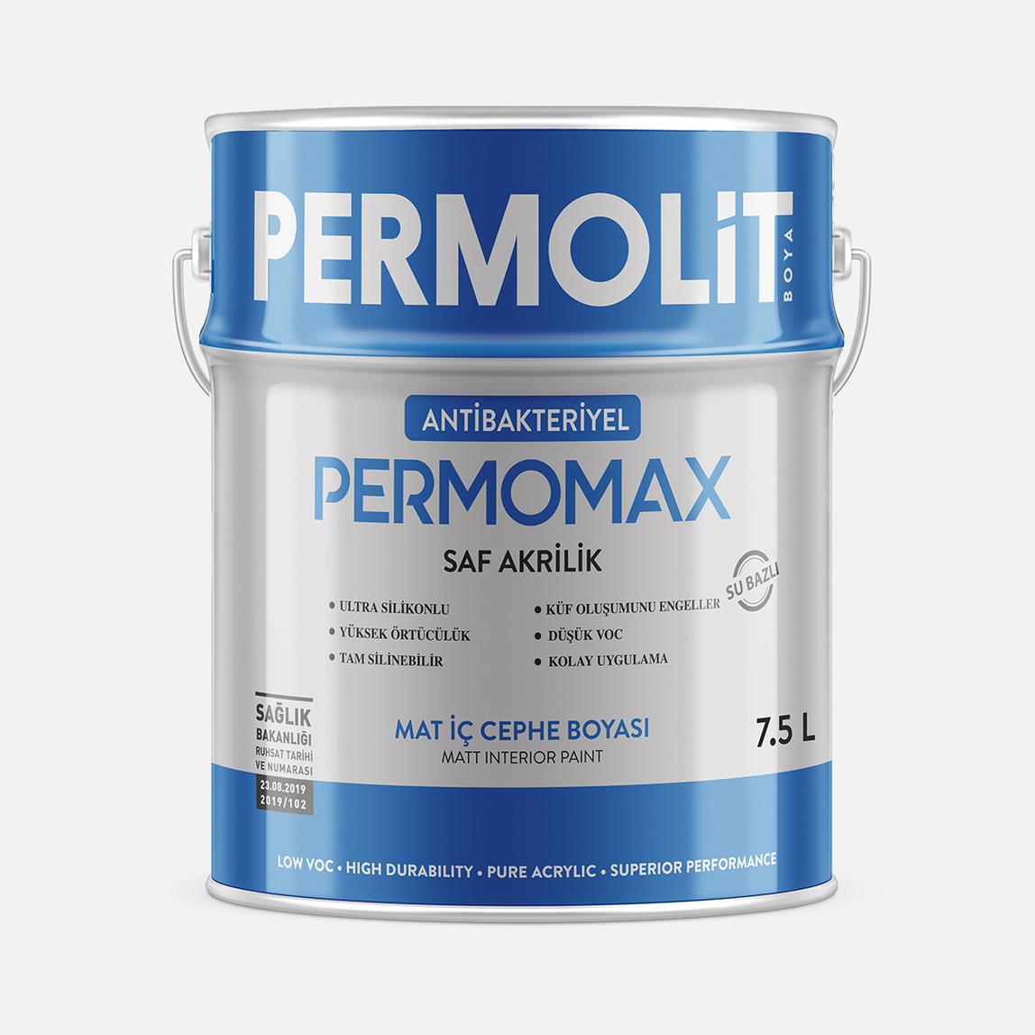    Permolit Permomax Anti-Bakteriyel Mat Beyaz İç Cephe Boyası 7,5l 