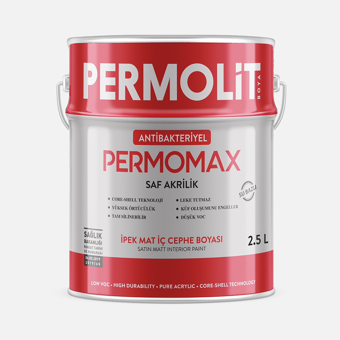 Permolit 2,5 L Permomax Antibakteriyel İç Cephe Boyası Beyaz_0