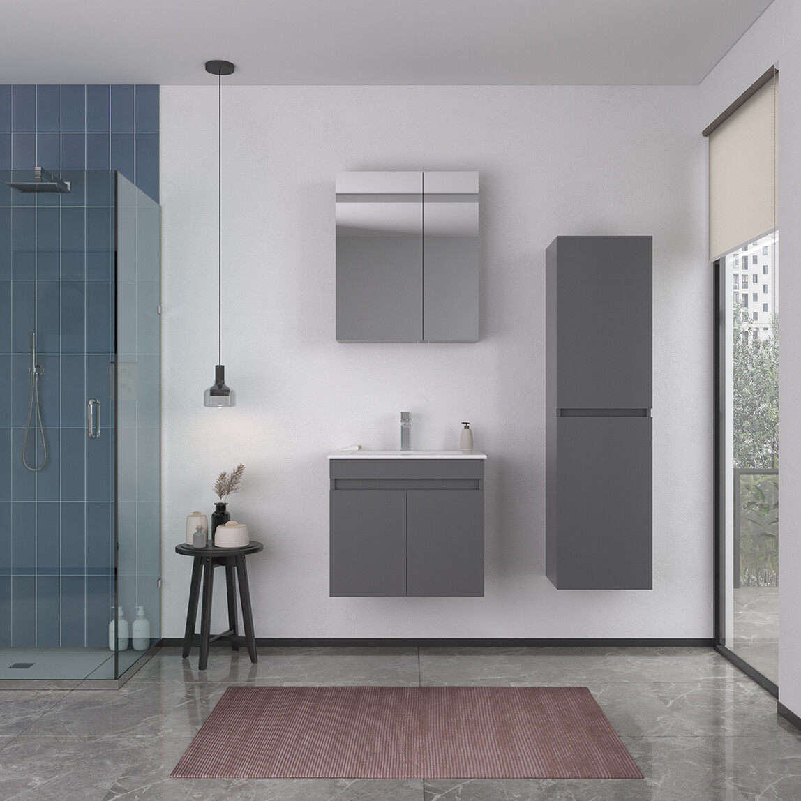    Bonitobagno Capri 60 cm Banyo Dolabı Alt Modül Antrasit 