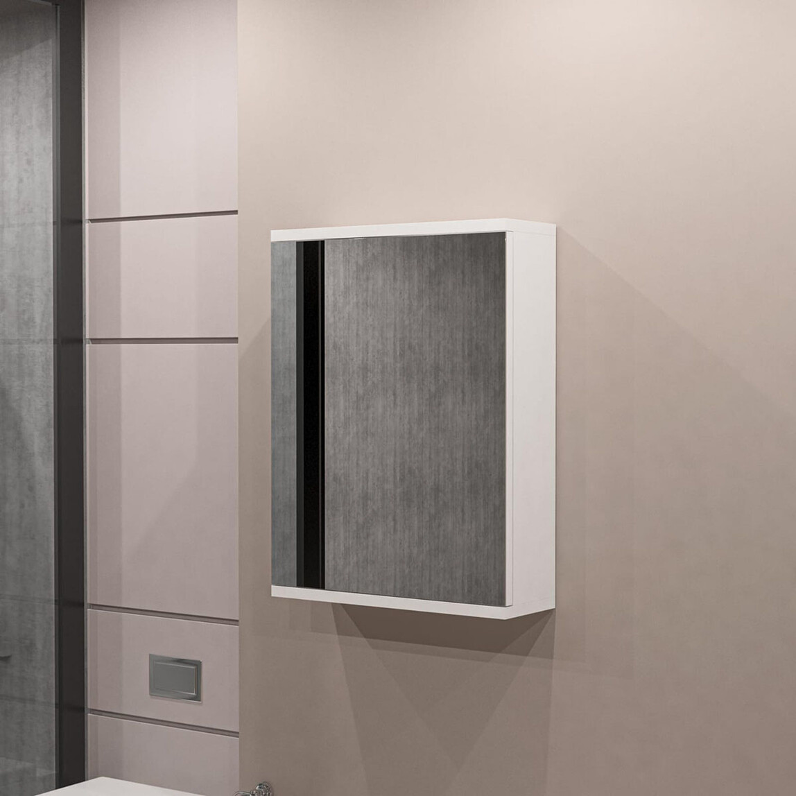    Movemo 100177 Aynalı 45 cm Banyo Dolabı Üst Modül Beyaz 