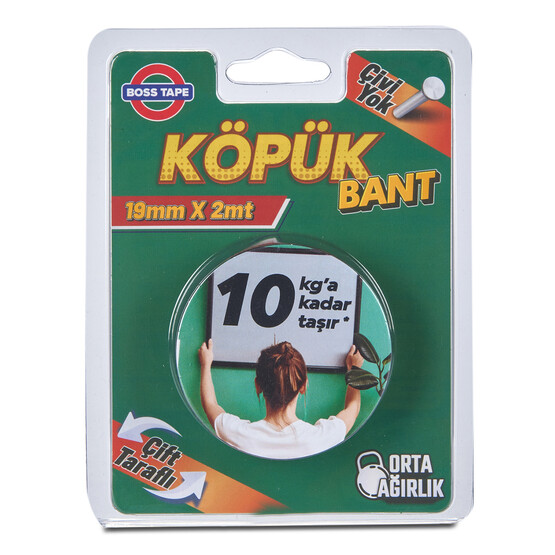Boss Tape Solvent Akrilik Köpük Montaj Bandı - Siyah 
