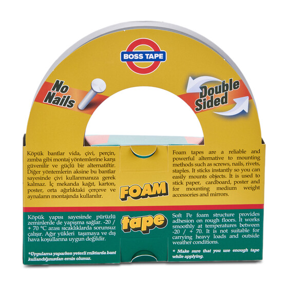 Boss Tape Solvent Akrilik Köpük Montaj Bandı - Siyah 