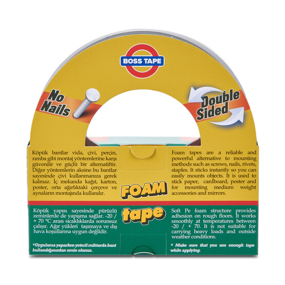 Boss Tape Solvent Akrilik Köpük Montaj Bandı - Siyah 