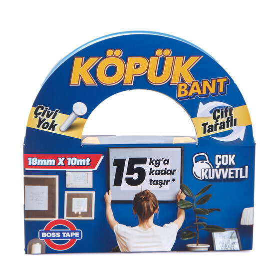 Boss Tape Solvent Akrilik Köpük Montaj Bandı-Mavi 