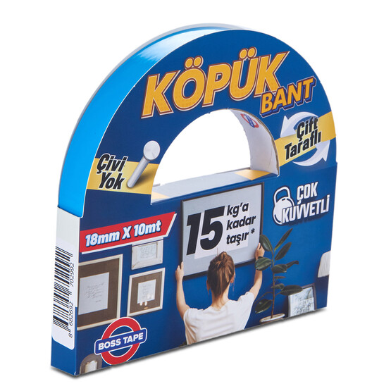 Boss Tape Solvent Akrilik Köpük Montaj Bandı-Mavi 